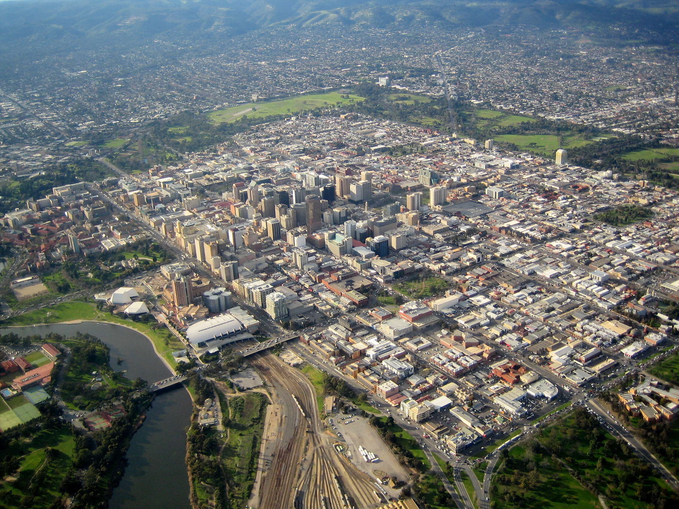 Overhead view of Adelaide CBD